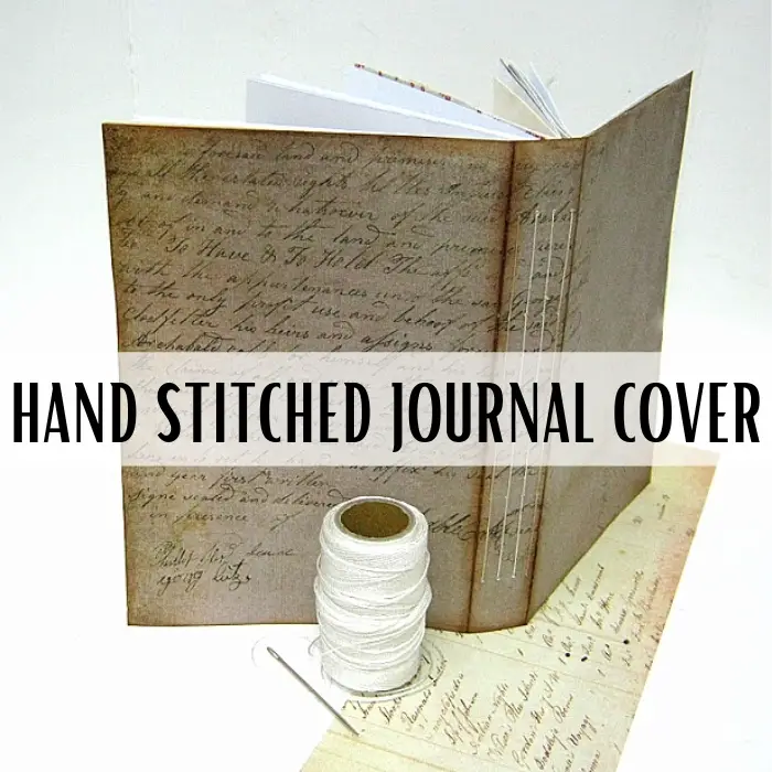 Hand stitching in art journaling with fabric and paper