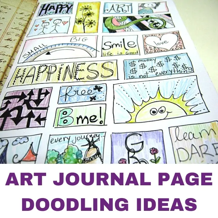 How to make doodling and simple drawings in art journal pages