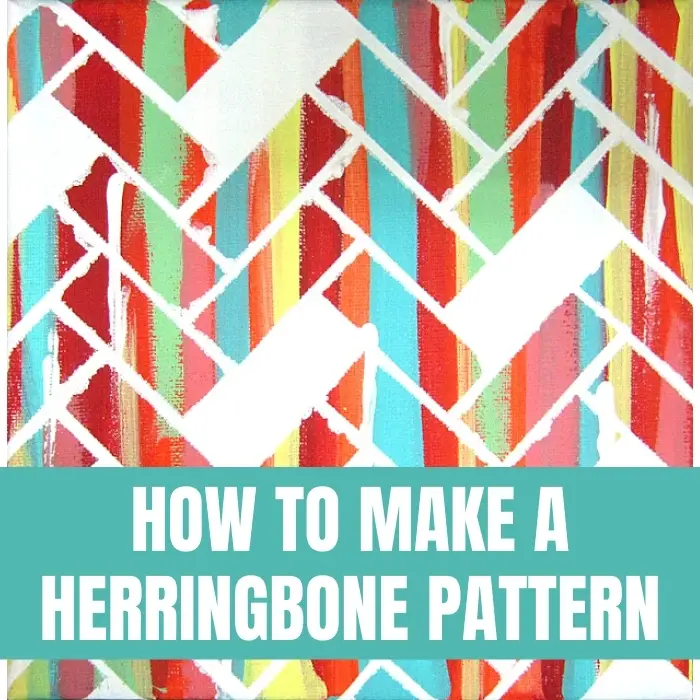 How to make a herringbone pattern mixed media canvas