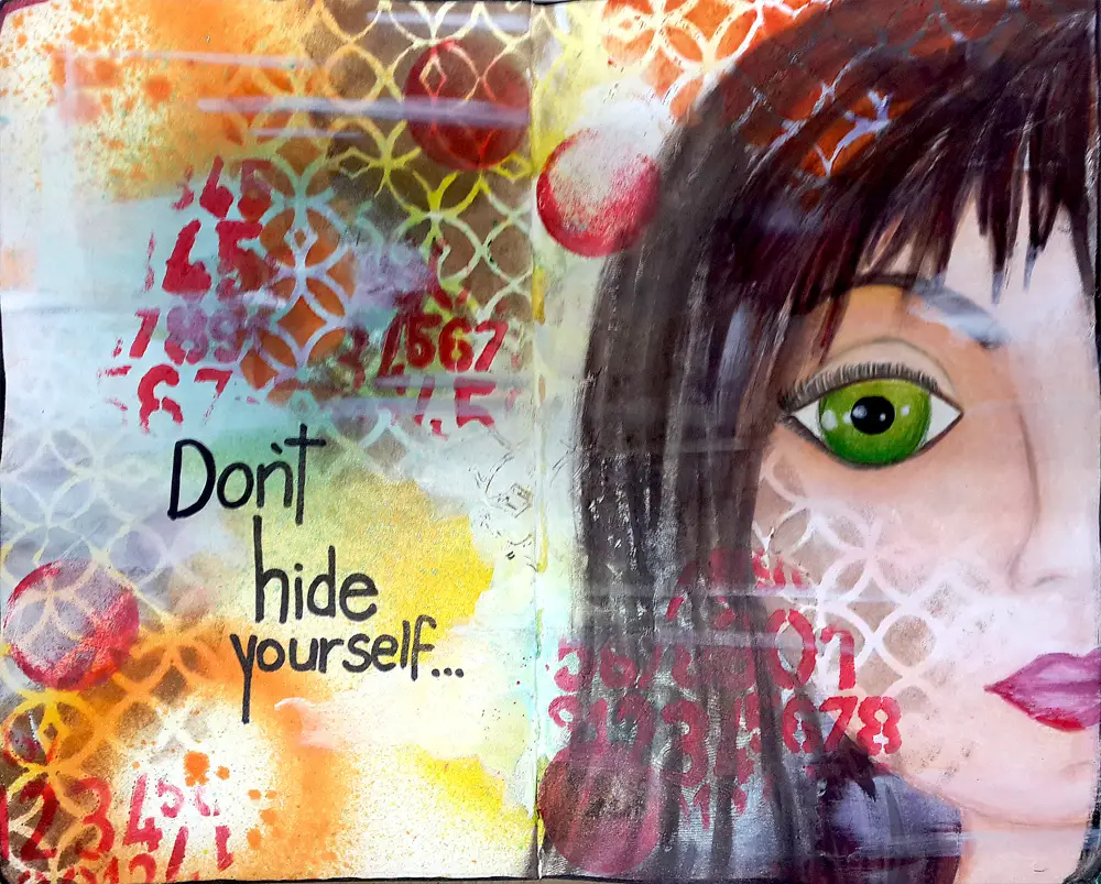 Don't Hide Yourself Art Journal Page 5