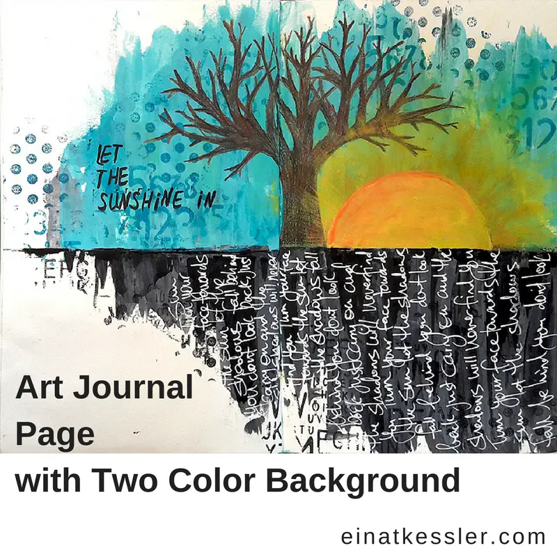 Art Journal Page with Two Color Background - Einat Kessler
