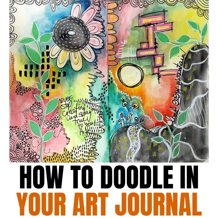 How to make doodling and simple drawings in art journal pages