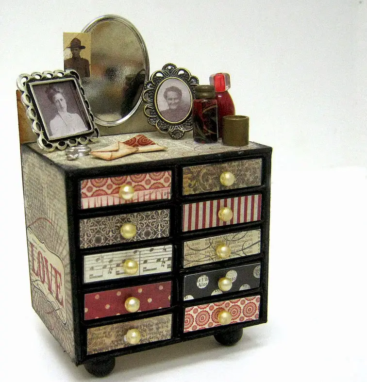 chest drawer made from match boxes