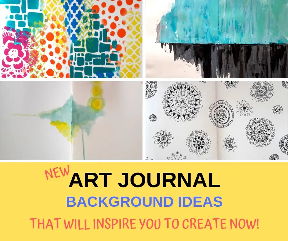 Collage of art journaling background ideas