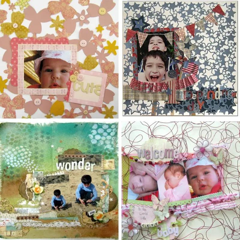 DIY scrapbook papers collage